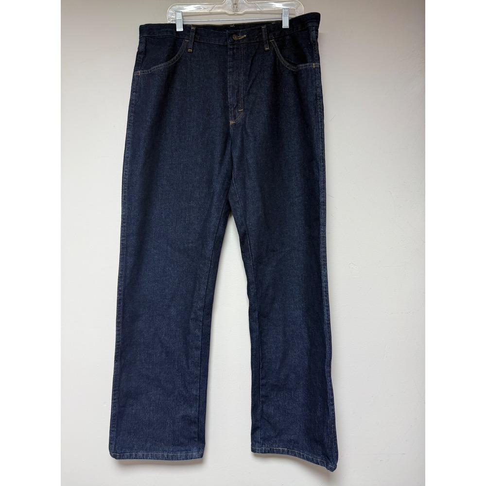 Rustler Wrangler Mens Regular Boot Cut Heavyweight Denim Jeans Dark Wash‎ 38x30